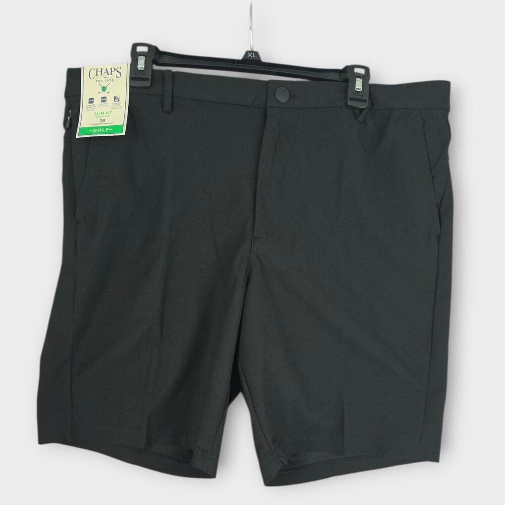 Chaps Golf Shorts Men's 36"x 9" Black Stretch Zippered Pockets Sportswear NWT
